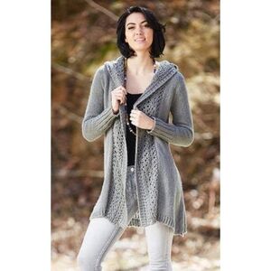 Anthropologie Angel of the North Hooded Open Sweater Duster Merino Wool Small